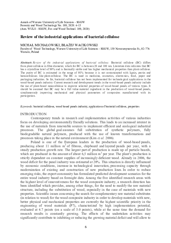 (PDF) Review of the industrial applications of bacterial cellulose