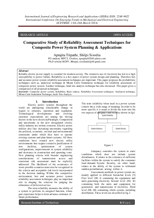 (PDF) Comparative Study of Reliability Assessment Techniques for ...