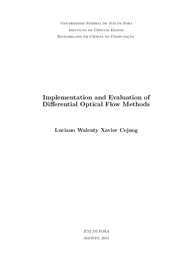 (PDF) Implementation and Evaluation of Differential Optical Flow Methods