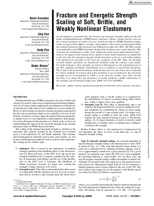 (PDF) Fracture and Energetic Strength Scaling of Soft, Brittle, and ...
