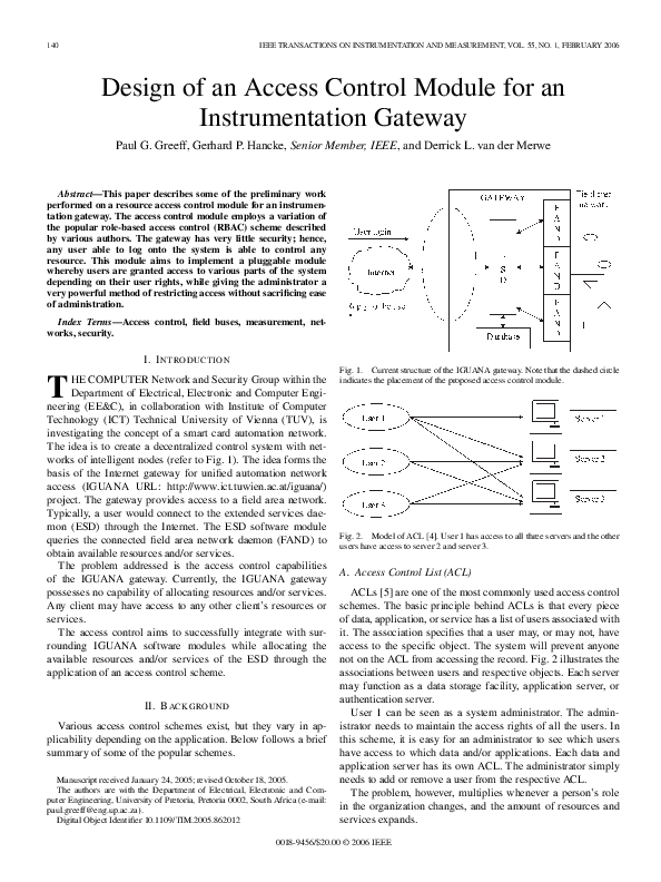 (PDF) Design of an Access Control Module for an Instrumentation Gateway
