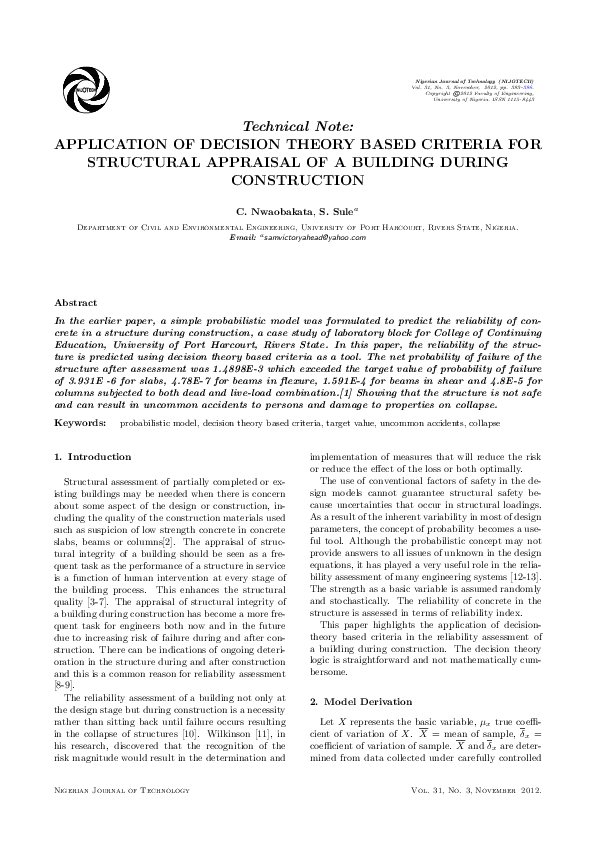 (PDF) Technical Note: Application of Decision Theory Based Criteria for ...