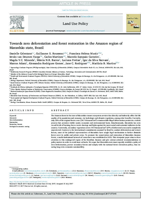 (PDF) Towards zero deforestation and forest restoration in the Amazon ...