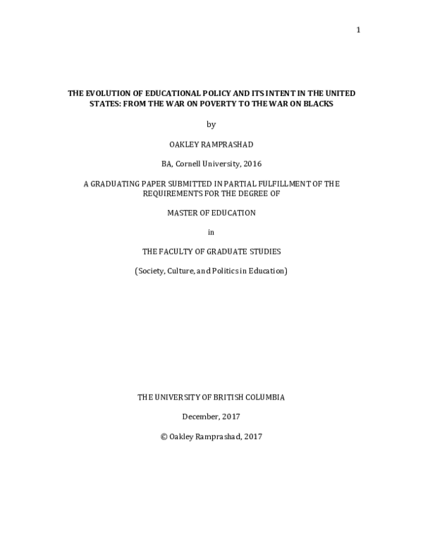 (PDF) The evolution of educational policy and its intent in the United ...