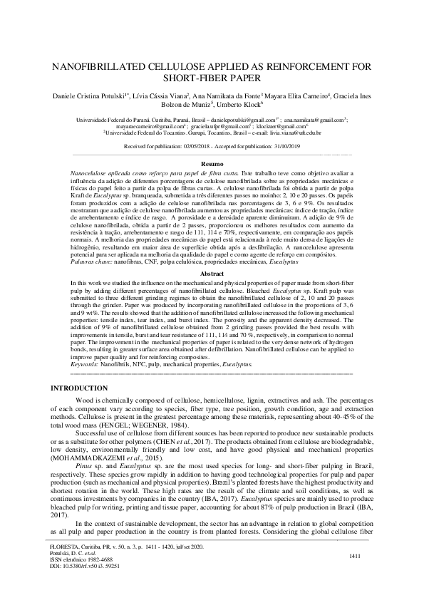 (PDF) Nanofibrillated Cellulose Applied as Reinforcement for Short ...