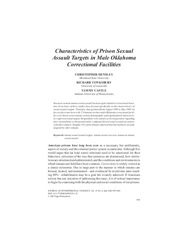 (PDF) Characteristics of Prison Sexual Assault Targets in Male Oklahoma ...