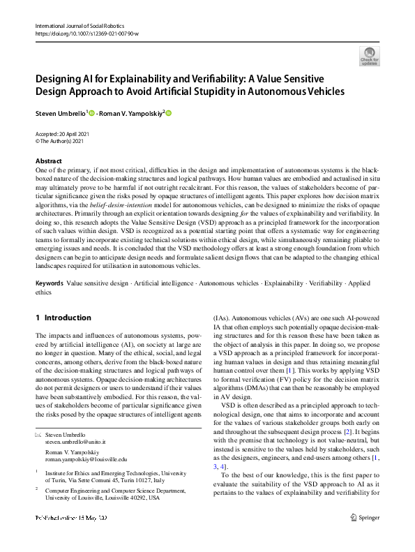 (PDF) Designing AI for Explainability and Verifiability: A Value ...