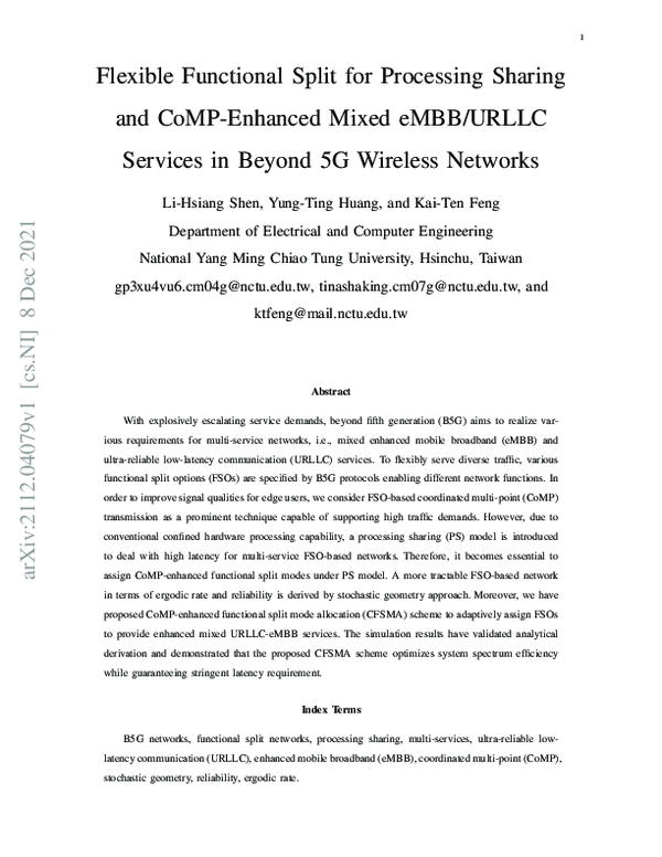 (PDF) Flexible Functional Split for Processing Sharing and CoMP ...