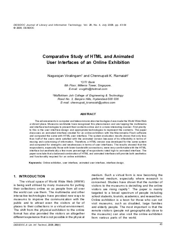 (PDF) Comparative Study of HTML and Animated User Interfaces of an ...