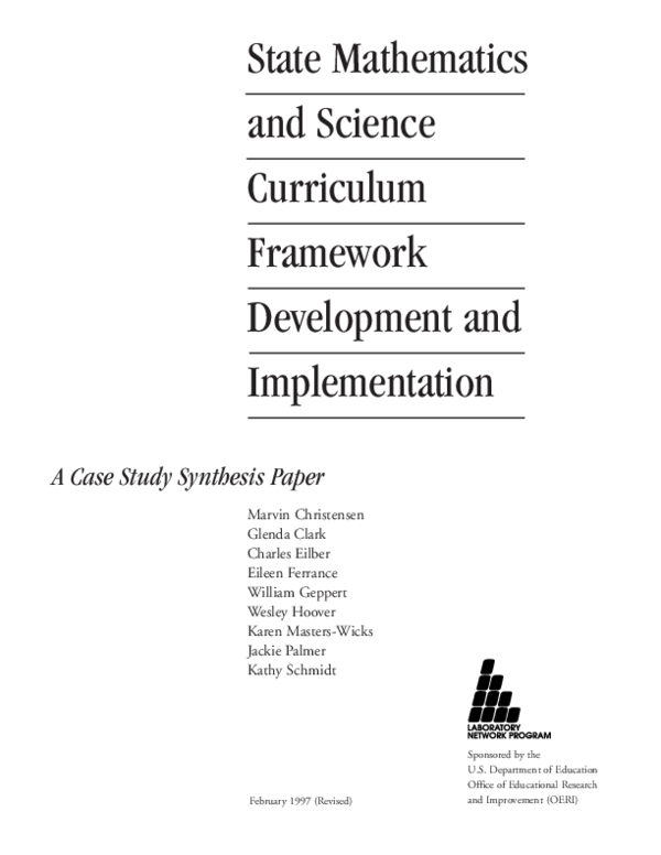 (PDF) State Mathematics and Science Curriculum Framework Development ...
