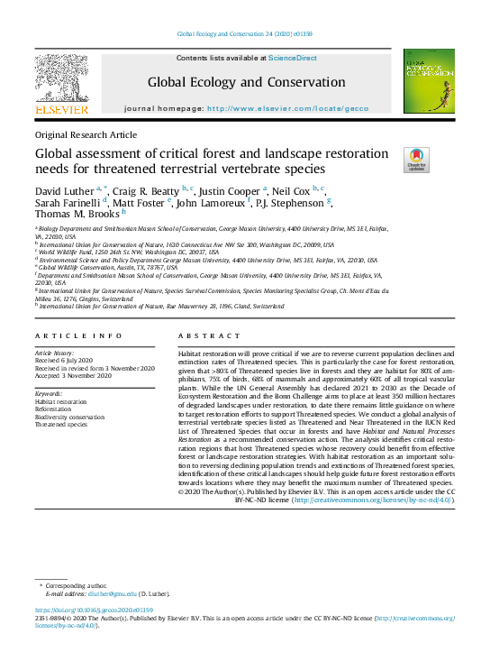 (PDF) Global assessment of critical forest and landscape restoration ...