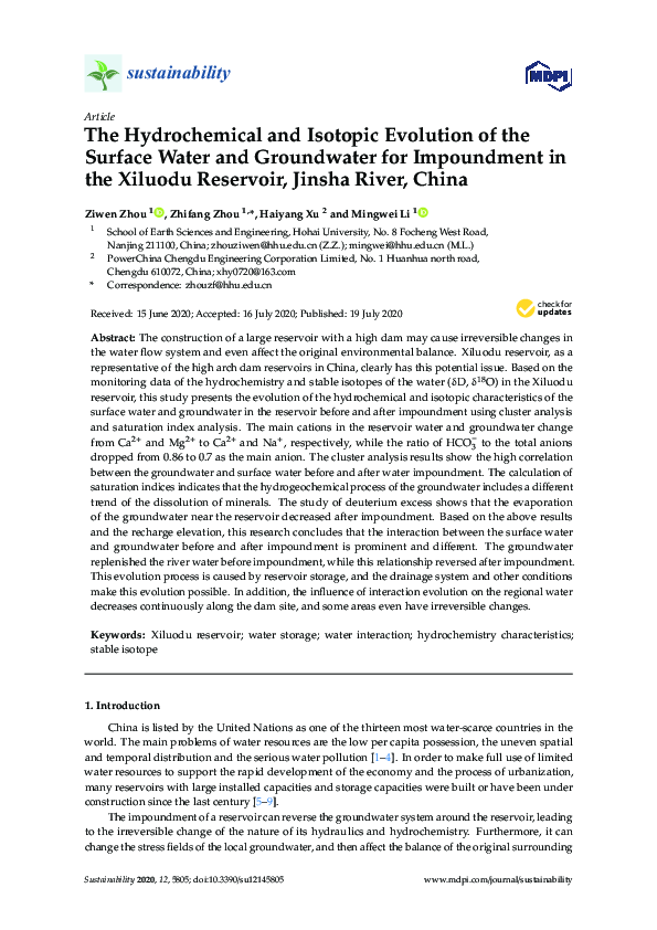 (PDF) The Hydrochemical and Isotopic Evolution of the Surface Water and ...