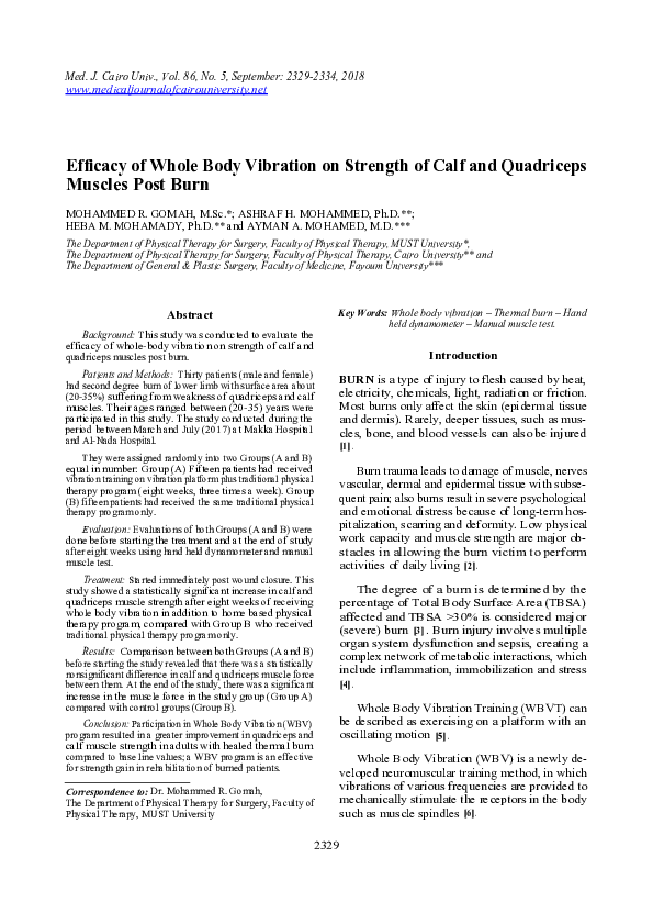 (PDF) Efficacy of Whole Body Vibration on Strength of Calf and ...