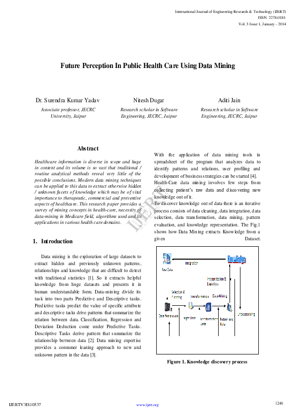 (PDF) Future Perception In Public Health Care Using Data Mining