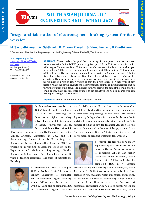 (PDF) Design and fabrication of electromagnetic braking system for four ...