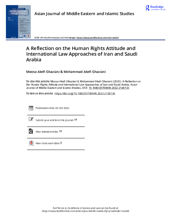 (PDF) A Reflection on the Human Rights Attitude and International Law ...