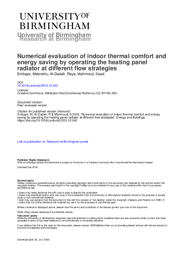 (PDF) Numerical evaluation of indoor thermal comfort and energy saving ...