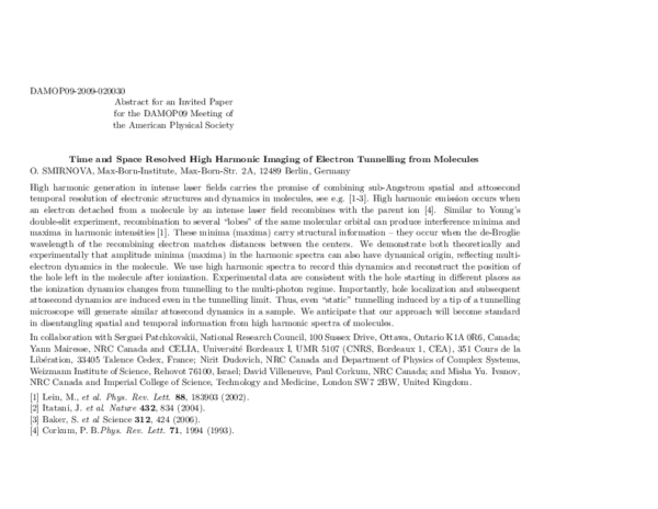 (PDF) Time and Space Resolved High Harmonic Imaging of Electron ...