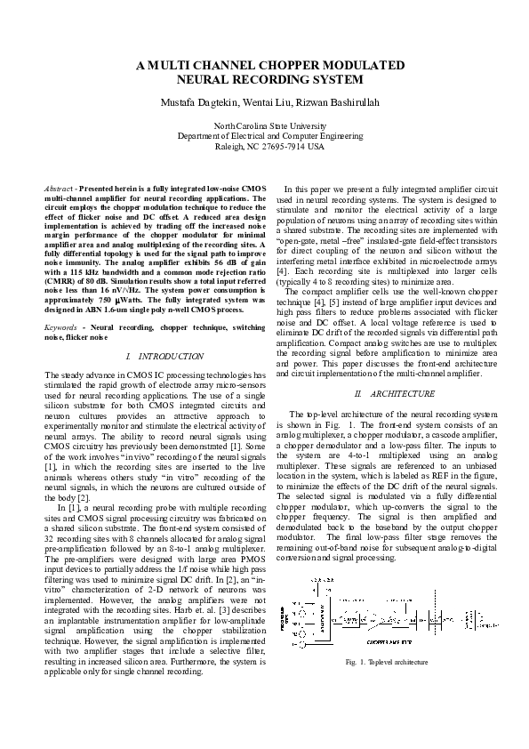 (PDF) A multi channel chopper modulated neural recording system