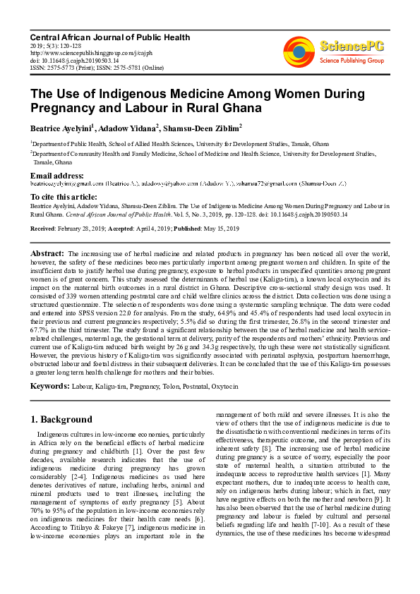 (PDF) The Use of Indigenous Medicine Among Women During Pregnancy and ...