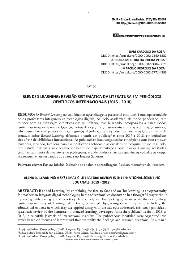 (PDF) BLENDED LEARNING: A SYSTEMATIC LITERATURE REVIEW IN INTERNATIONAL ...