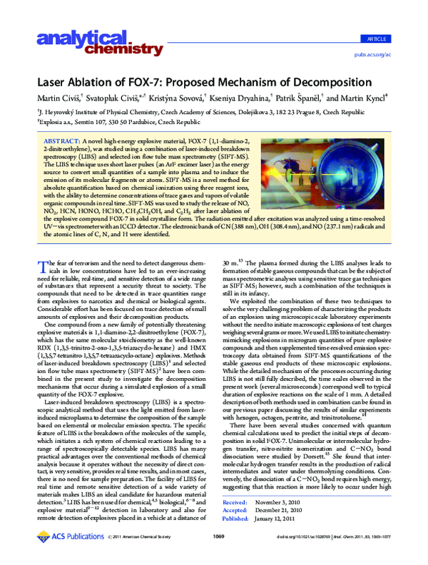 (PDF) Laser Ablation of FOX-7: Proposed Mechanism of Decomposition