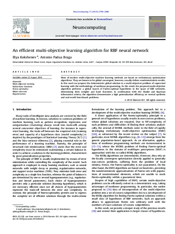 (PDF) An efficient multi-objective learning algorithm for RBF neural ...