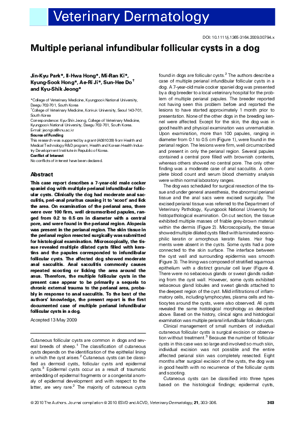 (PDF) Multiple perianal infundibular follicular cysts in a dog