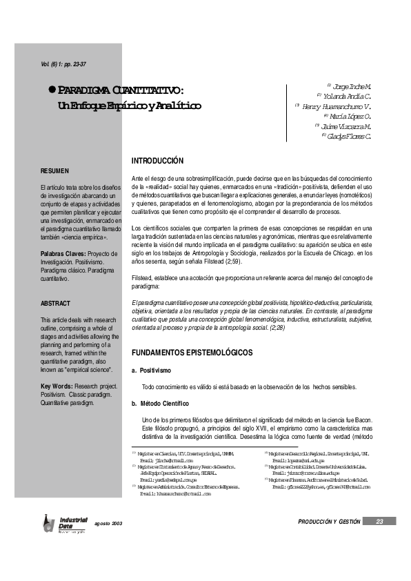 (PDF) PARADIGMA CUANTITATIVO Un Enfoque Empírico