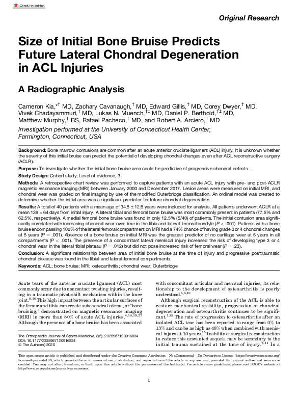 (PDF) Size of Initial Bone Bruise Predicts Future Lateral Chondral ...