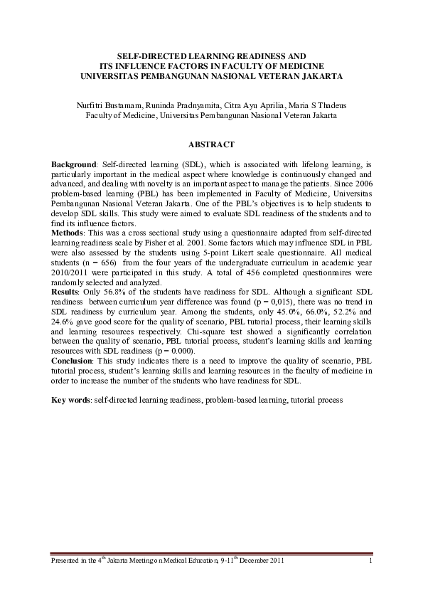 (PDF) Self-directed learning readiness and its influence factors in ...