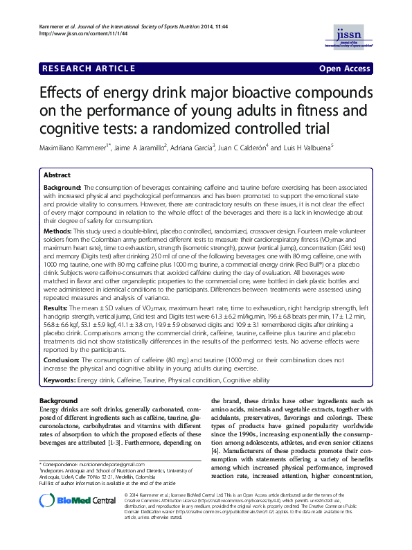 (PDF) Effects of energy drink major bioactive compounds on the ...