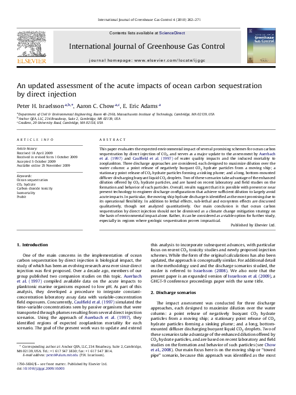 (PDF) An updated assessment of the acute impacts of ocean carbon ...