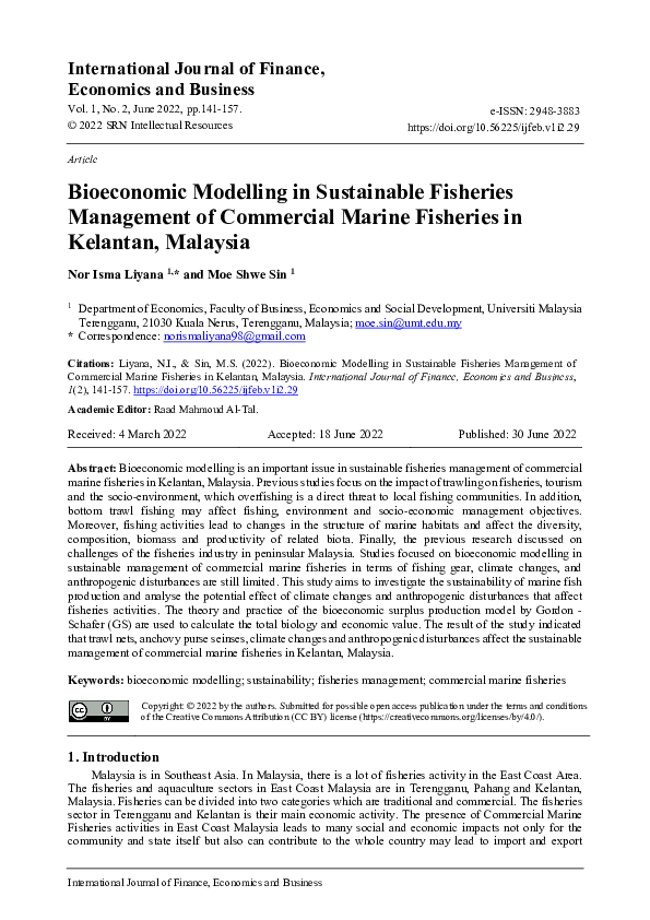 (PDF) Bioeconomic Modelling in Sustainable Fisheries Management of
