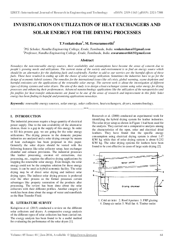 (PDF) Investigation on Utilization of Heat Exchangers and Solar Energy ...