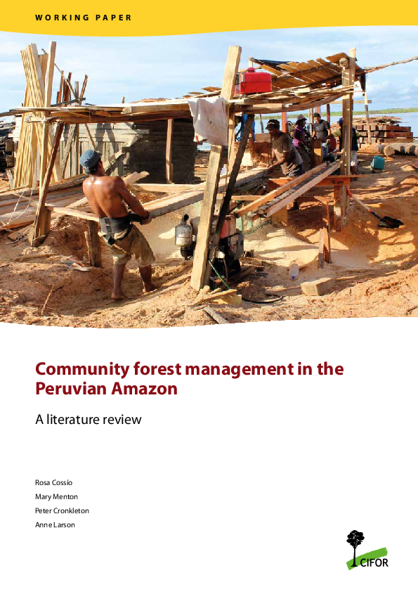 (PDF) Community forest management in the Peruvian Amazon: A literature ...