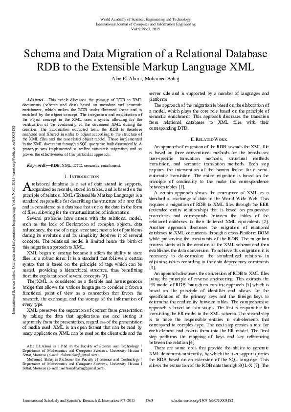 (PDF) Schema And Data Migration Of A Relational Database Rdb To The ...