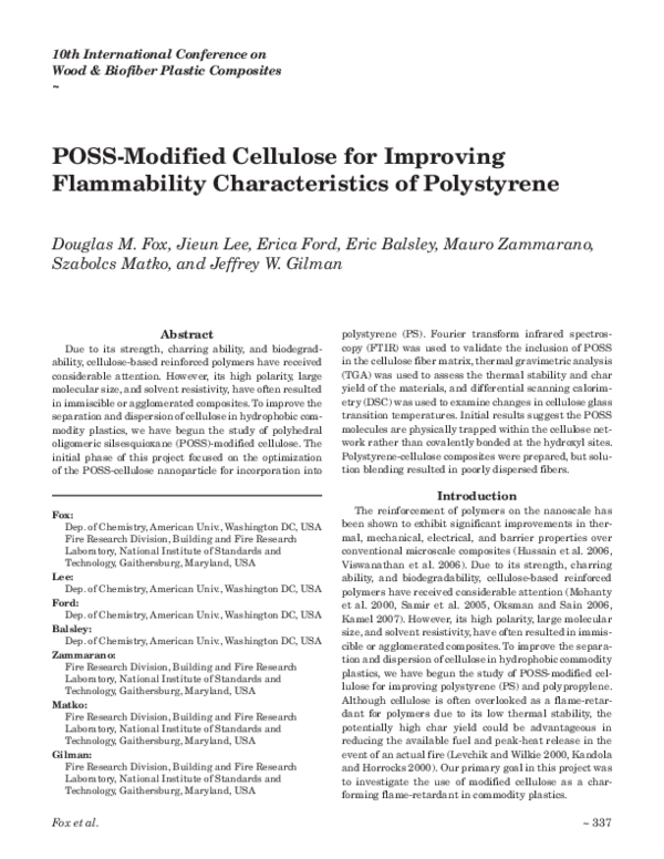 (PDF) pOSS-modified Cellulose for Improving Flammability ...