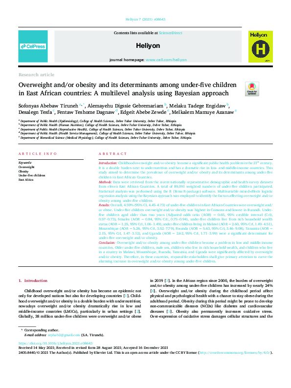 (PDF) Overweight and/or obesity and its determinants among under-five ...