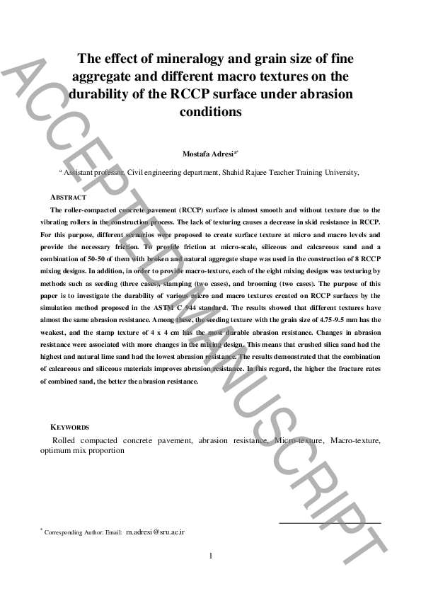 (PDF) The effect of mineralogy and grain size of fine aggregate and ...