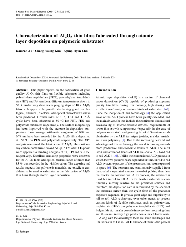 (PDF) Characterization of Al 2 O 3 Thin Films Fabricated at Low ...