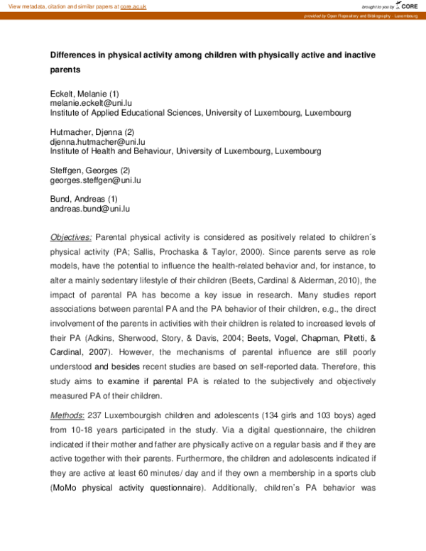 (PDF) Differences in physical activity among children with physically ...