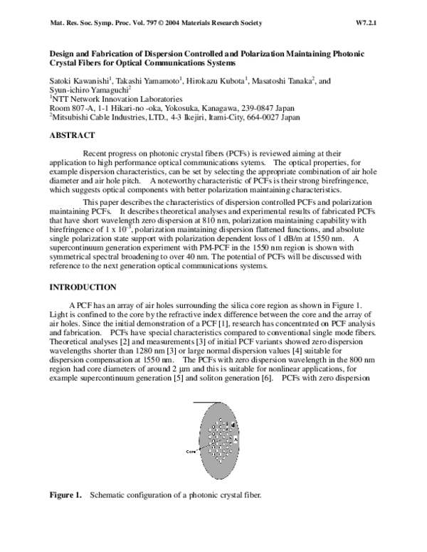 (PDF) Design and Fabrication of Dispersion Controlled and Polarization ...