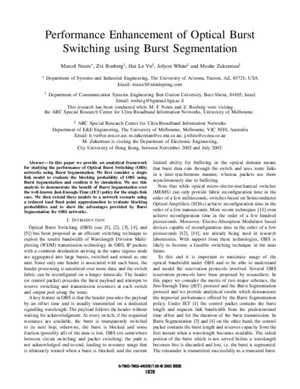 (PDF) Performance enhancement of optical burst switching using burst ...