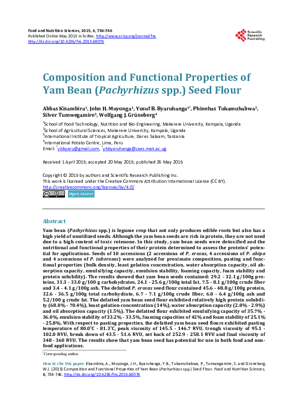 (PDF) Composition and Functional Properties of Yam Bean ( Pachyrhizus