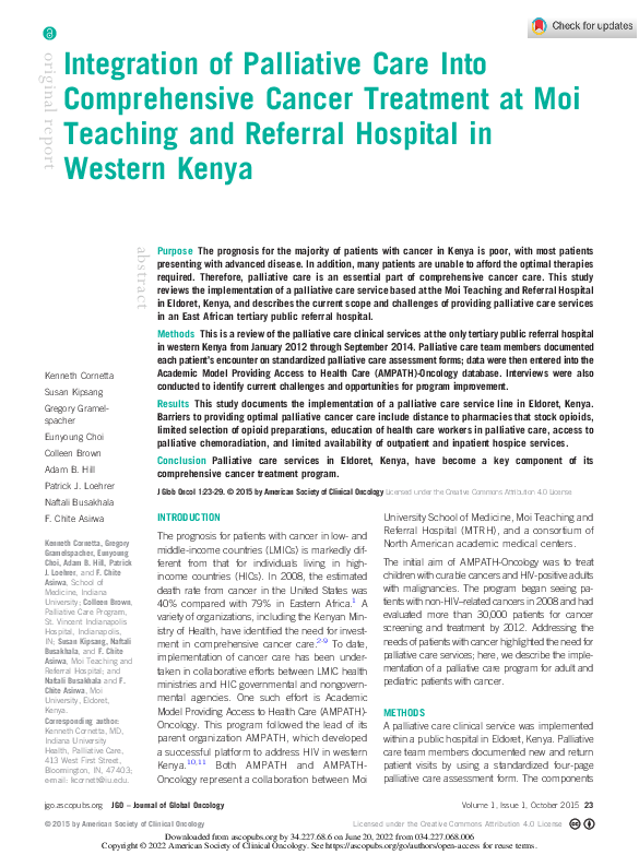 (PDF) Integration of Palliative Care Into Comprehensive Cancer ...