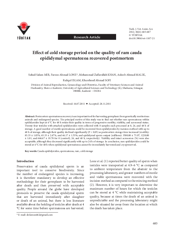 (PDF) Effect of cold storage period on the quality of ram cauda ...