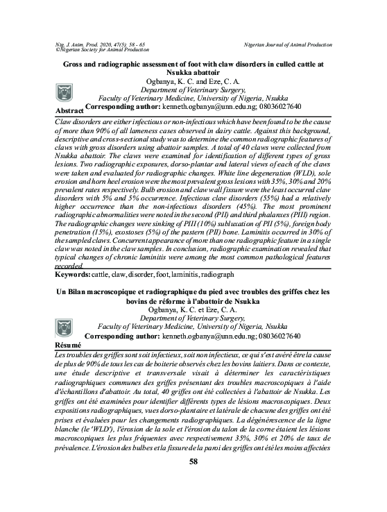 (PDF) Gross and radiographic assessment of foot with claw disorders in ...