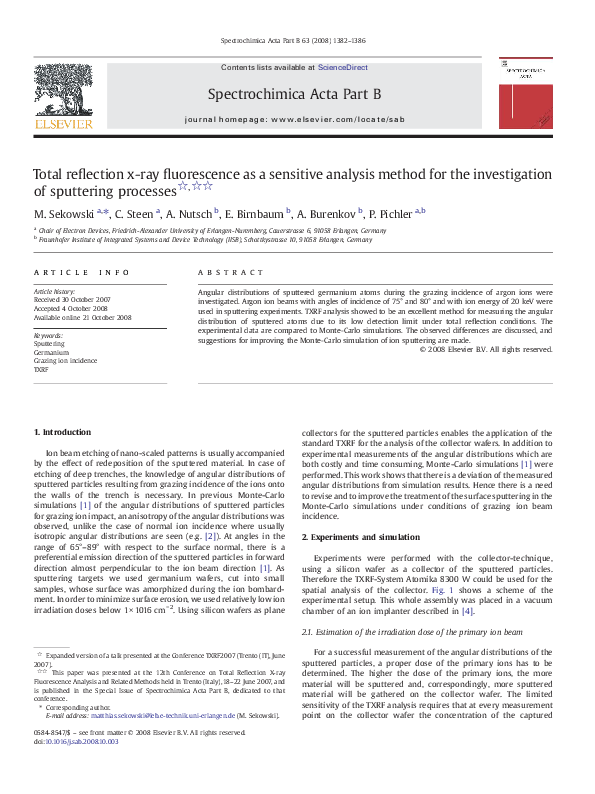 (PDF) Total reflection xray fluorescence as a sensitive analysis
