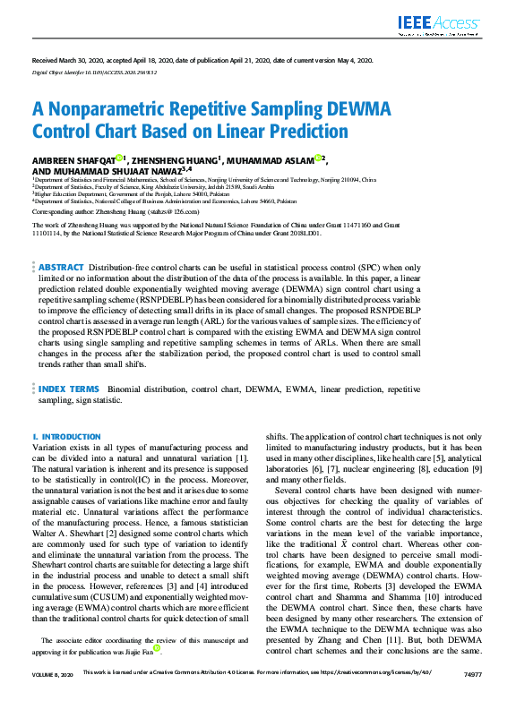 (PDF) A Nonparametric Repetitive Sampling DEWMA Control Chart Based on ...